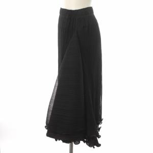 PLEATS PLEASE ISSEY MIYAKE イッセイミヤケ ボリュームスカート イージー 変形 フリル プリーツ加工 ミモレ 1 黒