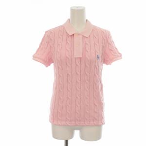 ケーブルニット ポロシャツ アラン柄 半袖 M ピンク WMPOKNINCU20420
