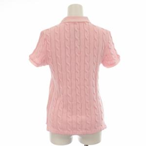 POLO RALPH LAUREN ケーブルニット ポロシャツ アラン柄 半袖 M ピンク WMPOKNINCU20420