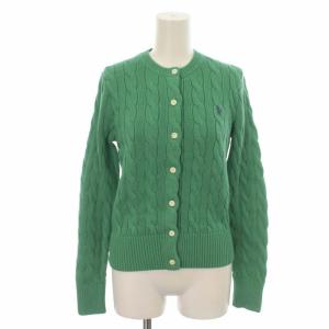 ケーブルニット コットン カーディガン アラン柄 長袖 XS 緑 グリーン WMPOSWENDW20024