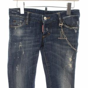 DSQUARED2 デニムパンツ ジーンズ スキニー ダメージ加工 チェーン ペイント 38 S インディゴ S72LA0708
