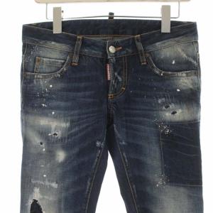 DSQUARED2 デニムパンツ ジーンズ クラッシュ加工 ペイント 38 S インディゴ S72LA0634