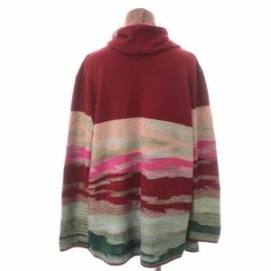 MISSONI カーディガン ニット フード 柄 長袖 赤 レッド マルチカラー