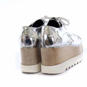 STELLA McCARTNEY エリス スター スニーカー 厚底 スクエアトゥ フェイクレザー 37.5 シルバー