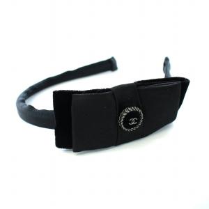 カチューシャ ココマーク リボン ベロア 黒