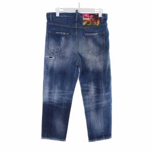 DSQUARED2 19SS デニムパンツ ジーンズ クロップド丈 USED加工 ペイント加工 36 5 XS 青 ブルー