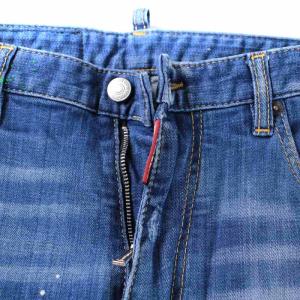 DSQUARED2 19SS デニムパンツ ジーンズ クロップド丈 USED加工 ペイント加工 36 5 XS 青 ブルー