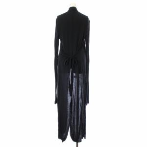 Rick Owens カーディガン ロング 長袖 ショールカラー ベルトリボン 34 XS 黒 ブラック