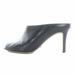 Sergio Rossi サンダル レザー オープントゥ ハイヒール 36.5 23.5cm 黒 ブラック