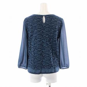 ANAYI セットアップ 上下 ブラウス 七分袖 シアー シースルー タイトスカート ひざ丈 レース 38 M 青 ブルー