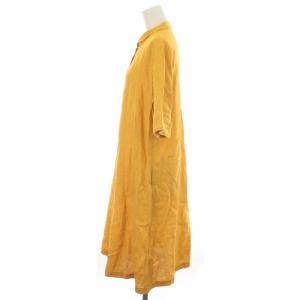 Loro Piana シャツワンピース 麻 リネン ひざ丈 半袖 42 S マスタードイエロー