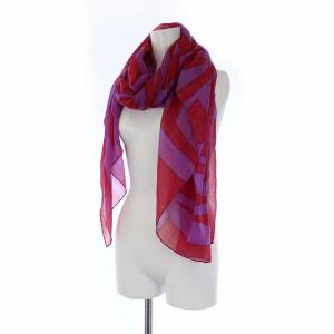 Loro Piana 大判スカーフ カシミヤ シルク混入 総柄 赤 紫 レッド パープル