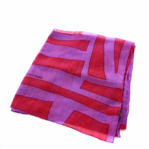 Loro Piana 大判スカーフ カシミヤ シルク混入 総柄 赤 紫 レッド パープル