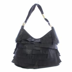 YVES SAINT LAURENT ハンドバッグ レザー フリル ブラック