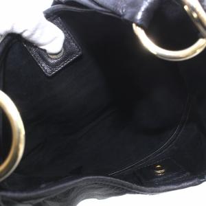 YVES SAINT LAURENT ハンドバッグ レザー フリル ブラック