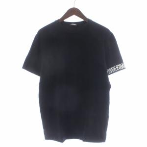 Tシャツ カットソー 半袖 クルーネック ロゴ L 黒 ブラック 白 ホワイト