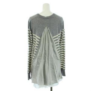 sacai luck カーディガン ニット ボーダー チュールドッキング 長袖 2 M グレー 白 アイボリー