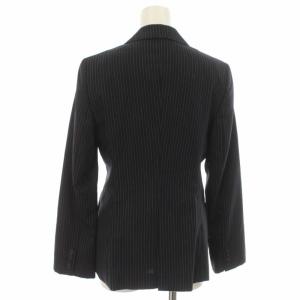 Paul Smith BLACK スーツ セットアップ 上下 テーラードジャケット 台形スカート ひざ丈 ストライプ ウール 40 M 42 L 紺 ネイビー