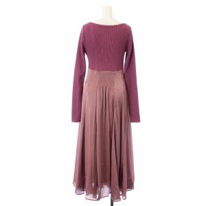 CELFORD 21SS リブニットドッキングワンピース ロング マキシ フレア 長袖 ボートネック 38 M ピンク