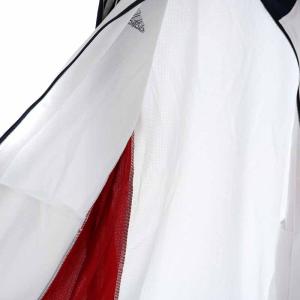 adidas トラックジャケット ジャージ ハイネック スタンドカラー ジップアップ スリーライン ロゴ刺繍 O XL 白 ホワイト 紺