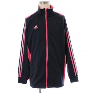 adidas セットアップ 上下 ジャージ パーカー トラックジャケット イージーパンツ 長袖 ライン ロゴ O XL 紺 ピンク ネイビー