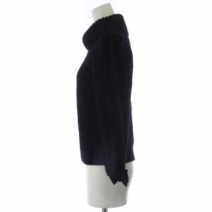 M'S GRACY ニット セーター タートルネック リボン 長袖 薄手 ウール 38 M 黒 ブラック