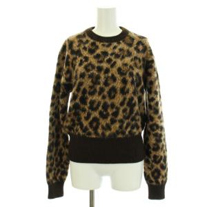 POLO RALPH LAUREN ニット セーター クルーネック 長袖 レオパード柄 ヒョウ柄 アルパカ ウール混 SP S 茶 ブラウン