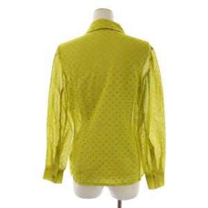GIVENCHY ブティック BOUTIQUE  ブラウス シャツ 長袖 比翼ボタン パンチング ホール 総柄 38 M 黄緑 ライトグリーン