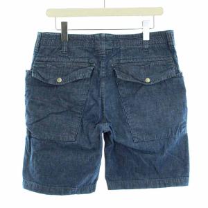 SASSAFRAS ショートパンツ ハーフパンツ カーゴパンツ ボタンフライ デニム M 青 ブルー
