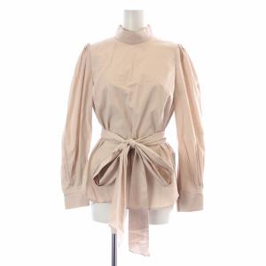 21AW ブラウス 長袖 ギャザー ベルトリボン ハイネック 36 S ピンク