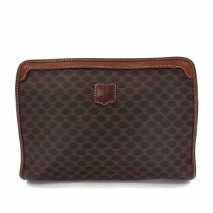 セカンドバッグ クラッチバッグ ポーチ マカダム柄 茶 ブラウン