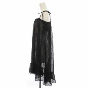 L'Appartement 22AW 星柄フロッキー 2Wayラッフルワンピース イージーフレアスカート シアー 黒 ブラック 22040560102930