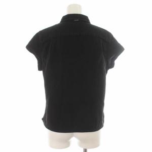 MARGARET HOWELL ブラウス シャツ ラウンドカラー 半袖 2 M 黒 ブラック