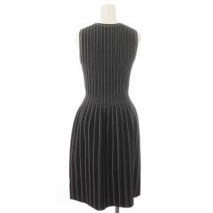 Theory 19AW LUSTRATE SHELL DRESS ニットワンピース ストライプ ひざ丈 ノースリーブ S 黒 ブラック 白