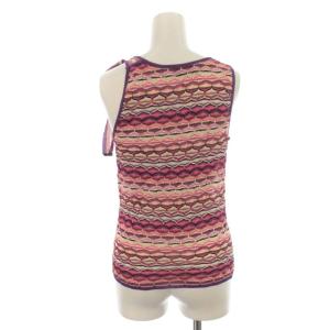 MISSONI カットソー ニット ノースリーブ ボーダー 総柄 リボン 40 S マルチカラー