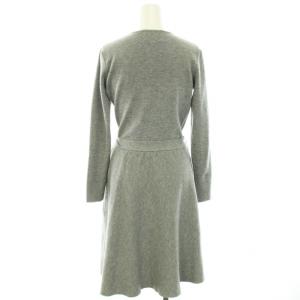 Chesty 近年モデル ニットワンピース カシュクール フラワーモチーフ 刺繍 スパンコール 長袖 ミモレ ロング グレー 1 S グレー