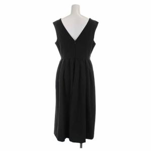 Chesty 21AW フレアワンピース ロング タック フラワー刺繍 ノースリーブ 0 XS 黒 ブラック