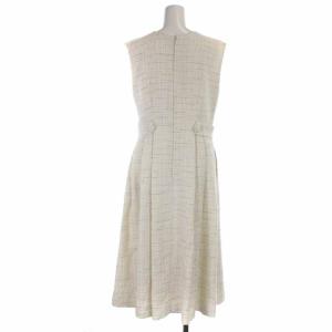 Chesty 22SS フレアワンピース ツイードワンピース ロング タック フラワー刺繍 ノースリーブ 1 S アイボリー