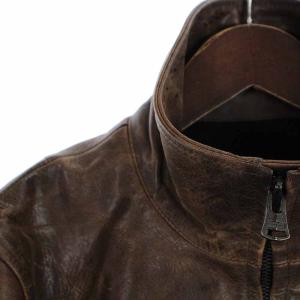 ISAMU KATAYAMA BACKLASH レザージャケット 革ジャン 牛革 スタンドカラー ジップアップ ヴィンテージ加工 ブラウン