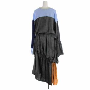nagonstans 20AW ロングワンピース ウール アシンメトリー 長袖 36 S マルチカラー