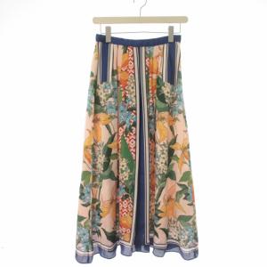 19SS フレアスカート イージー 花柄 ミモレ ロング 36 S マルチカラー