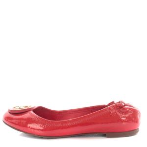 TORY BURCH バレエシューズ エナメル ロゴ 7 24cm 赤 レッド