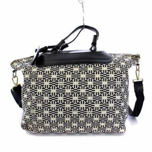 FURLA トートバッグ ハンドバッグ ショルダーバッグ 2way 総柄 白 黒 ホワイト ブラック