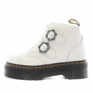 Dr.Martens DEVON FLWR ショートブーツ レザー ベルト UK6 25cm 白 ホワイト 27642100
