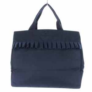 Chesty オリジナル刺繍トートバッグM ハンドバッグ フリル 花 小鳥 刺繍 紺 ネイビー 21L002