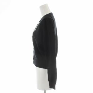 Chesty 20SS カーディガン ボレロ ニット 長袖 ビジュー装飾 Vネック アクリル ウール混 F 黒 ブラック