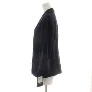 Leilian テーラードジャケット シングル コットン 13 L 紺 ネイビー