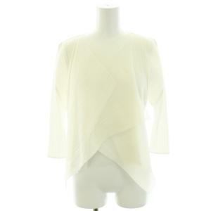 イッセイミヤケ カーディガン ボレロ プリーツ ストレッチ 七分袖 3 L 白 ホワイト