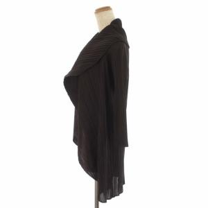 PLEATS PLEASE ISSEY MIYAKE イッセイミヤケ カーディガン プリーツ加工 襟変形 七分袖 2 ダークブラウン