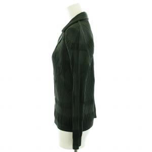 PLEATS PLEASE ISSEY MIYAKE イッセイミヤケ シャツ テーラード プリーツ スターエンボス L グリーン